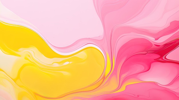 Sfondio di vernice rosa e gialla astratta con consistenza grunge fluida liquida