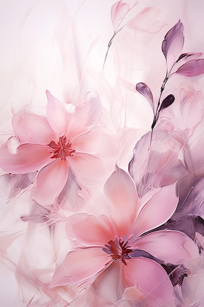 Sfondio floreale astratto con petali rosa e viola Pittura digitale