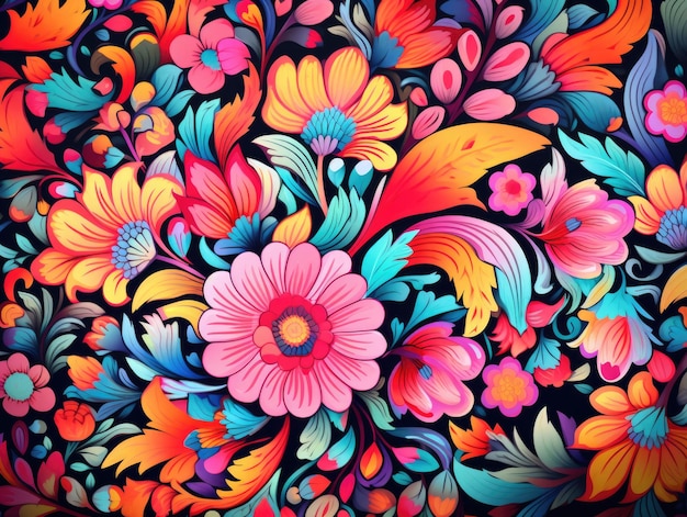 Sfondio floreale in stile cartone animato modello di natura colorata