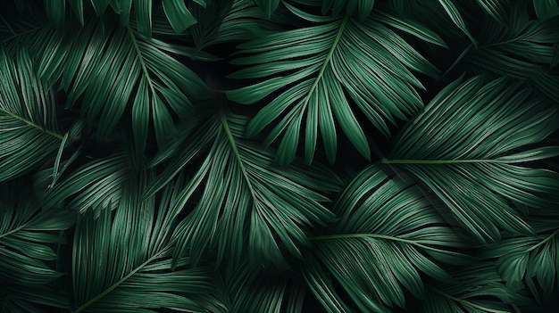 Sfondio foglia di palma Banner con disegno floreale verde AI generativa