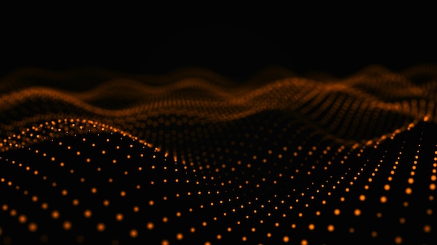 Sfondio futuristico di punti con un'onda dinamica Big data Sfondio astratto 3d rendering 4k