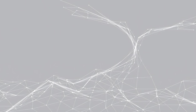 Sfondio geometrico astratto con linee e punti bianchi su sfondo grigio
