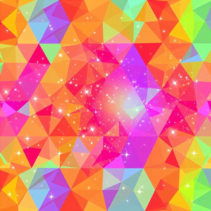Sfondio geometrico colorato e scintillante fatto di triangoli