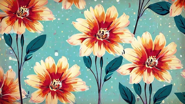 Sfondio illustrato a disegni floreali colorati d'epoca