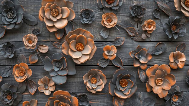 Sfondio in legno con disegno floreale