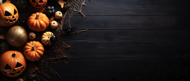 Sfondio in legno di Halloween con zucche Spazio per il testo