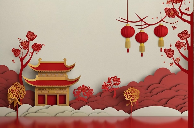 Sfondio in stile cartaceo per la celebrazione del Capodanno cinese