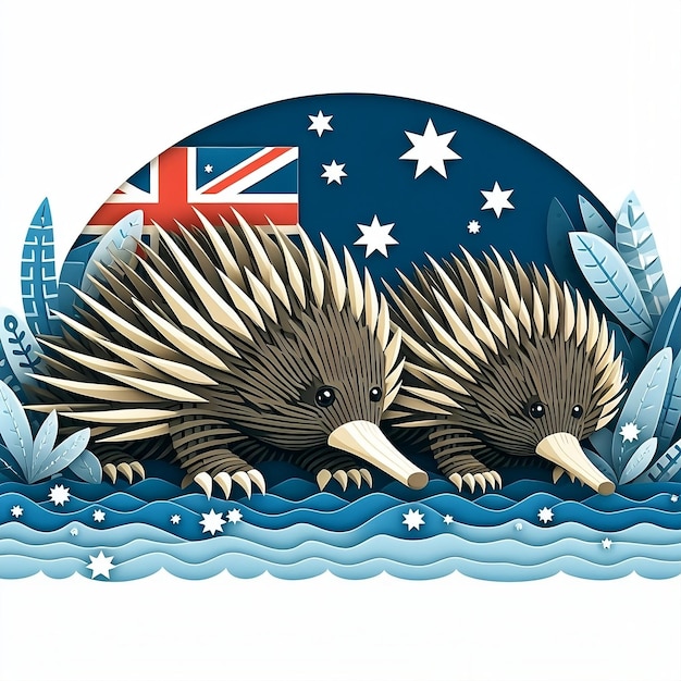 Sfondio in stile Echidna per l'Australia Day 26 gennaio per gli annunci sui social media con spazio