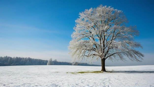 Sfondio innevato e albero