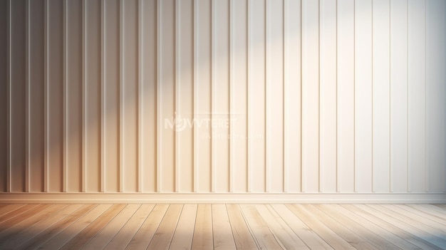 Sfondio interno chiaro vuoto Parete vuota a consistenza bianca e pavimento leggero in legno