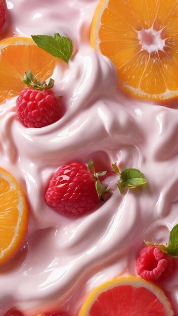 Sfondio liscio di crema di yogurt di frutta fluido liscio scorre consistenza generativa ai simile alla vernice
