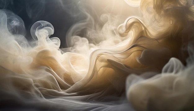 Sfondio luminoso astratto con soffio di fumo d'avorio che crea un'atmosfera drammatica