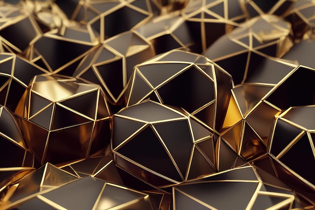 Sfondio metallico oro di lusso nero Sfondio geometrico astratto di design premium Illustrazione 3D