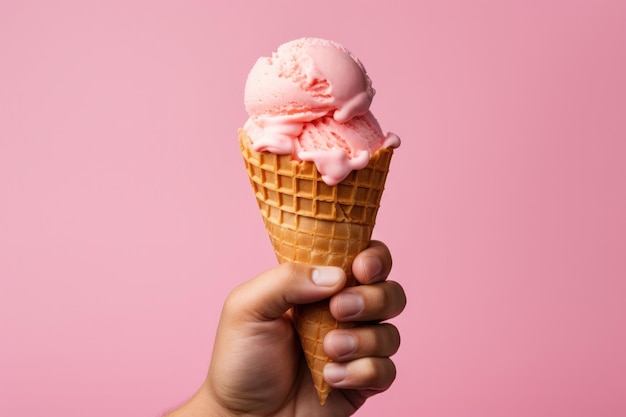 Sfondio minimalista rosa con gelato