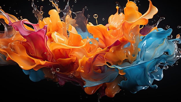 Sfondio multicolore Liquid Splash Bellissimo multi colori Water Art foto AI