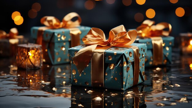 Sfondio natalizio con scatola regalo AI generativa