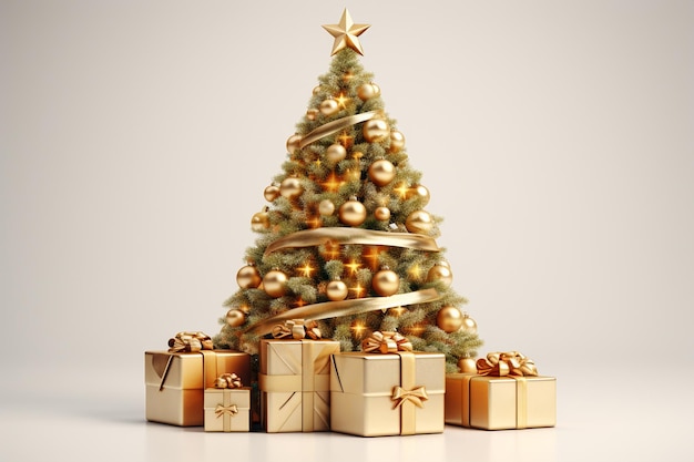 Sfondio natalizio con scatole da regalo cononi di pino e palle di Natale