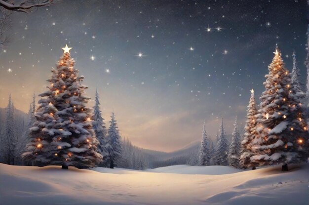 Sfondio natalizio con stelle e alberi