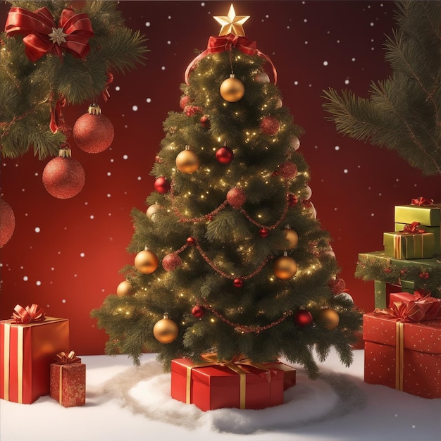 Sfondio natalizio con un albero decorato al centro