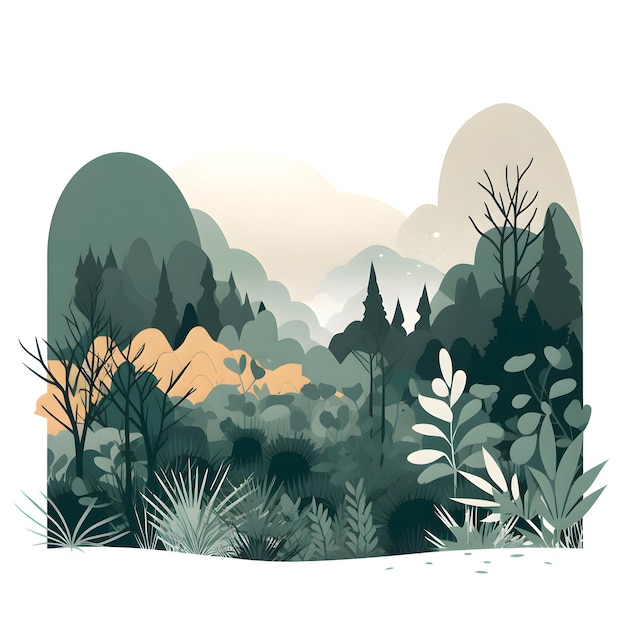 Sfondio naturale con foreste e montagne Illustrazione vettoriale per il vostro disegno