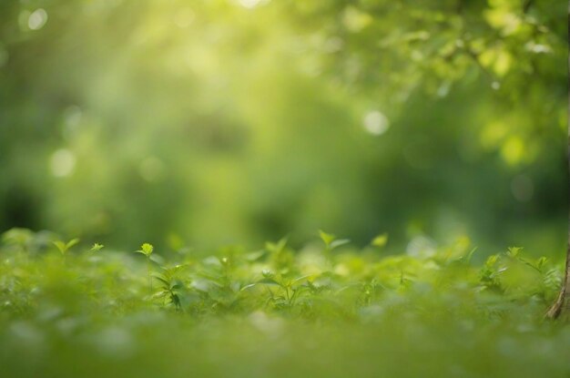 Sfondio naturale verde sfocato soleggiato