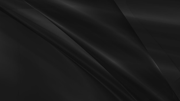 Sfondio nero astratto con linee lisce in rendering 3D per il concetto di manifesti