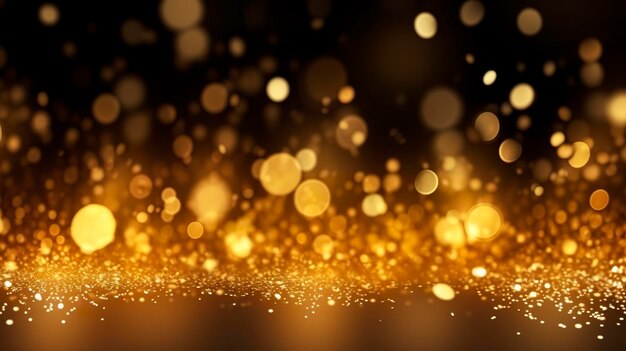 Sfondio oro di lusso astratto con particelle d'oro luccicante sfondo luci vintage Natale Particelle di luce dorata luccicante bokeh su sfondo scuro Tessuta di foglio d'oro Holiday AI Generative