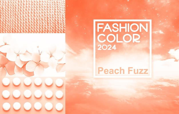 Sfondio pesca Colore di moda dell'anno 2024 Banner orizzontale per poster di articoli e web design