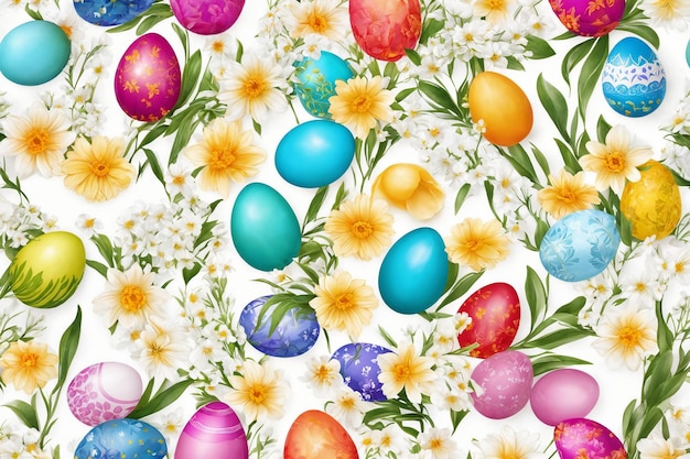 Sfondio primaverile ad acquerello di Pasqua Composizione in vista superiore Carta di Pasqua Foglio di carta