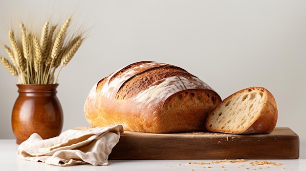 Sfondio quadrato per la fotografia alimentare ispirata alla panetteria Un solitario pane esposto in isolati