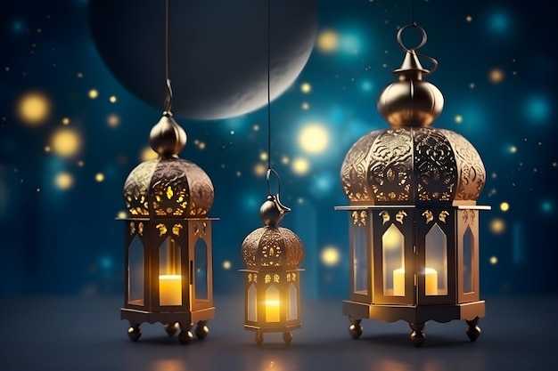 Sfondio realistico del Capodanno islamico con lanterne