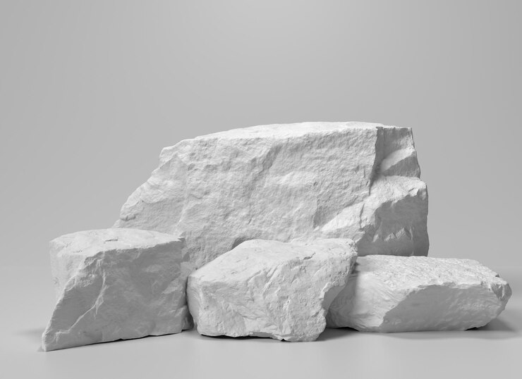 Sfondio roccioso astratto per il podio di esposizione di prodotti cosmetici rendering 3D