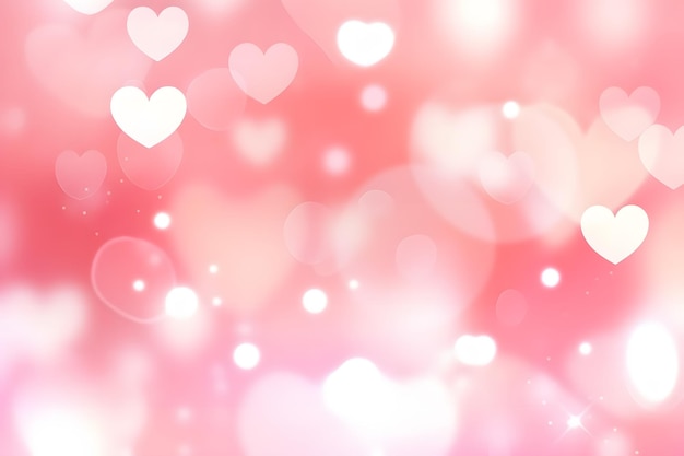 Sfondio rosa con bokeh a forma di cuore luci bianche rosa sfocate carta da parati di San Valentino