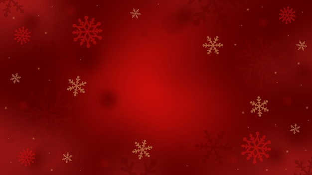 Sfondio rosso di Natale con fiocchi di neve Neve che cade