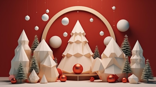 Sfondio rosso natalizio Creativo moderno Decorazioni natalizie eleganti