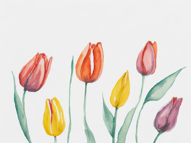 Sfondio semplice ad acquerello di tulipani