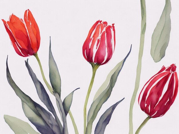 Sfondio semplice ad acquerello di tulipani