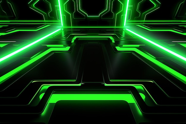 Sfondio tecnologico astratto con neon verde