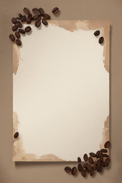 Sfondio vintage con acquerelli, chicchi di caffè e foglie, modello di caffè