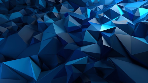 sfondo 3D con rendering di colore blu poligonale geometrico per desktop e sfondo