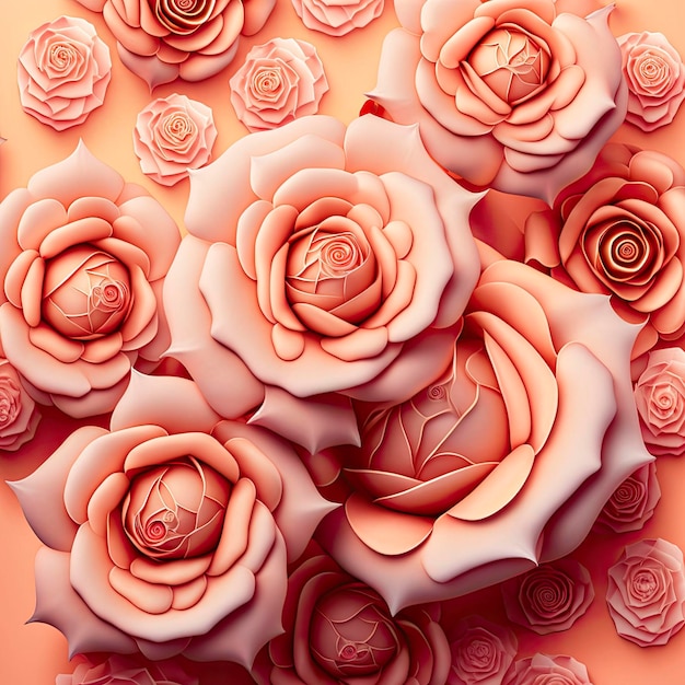 sfondo 3d con rose rosa Generativo Ai