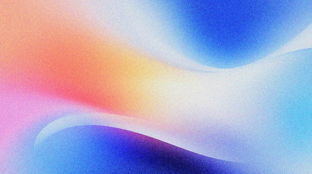 sfondo a gradiente ondulato rosa-blu-arancione con consistenza di grano e rumore per il poster di intestazione