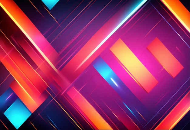 Sfondo a texture astratta al neon con linee geometriche forme rettangolari AI generativa