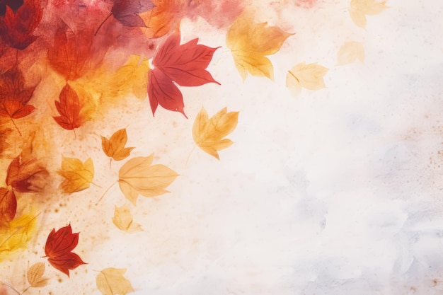 Sfondo acquerello autunnale ispirato all'autunno estetico semplice con foglie ed elementi della natura