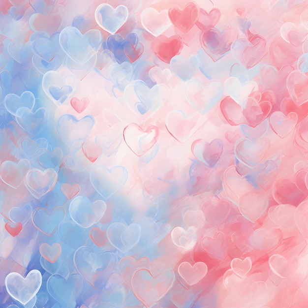 sfondo acquerello cuore rosa pastello e blu San Valentino giorno d'amore
