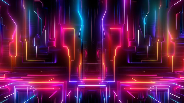 Sfondo al neon con effetto neon Glitch AI generato