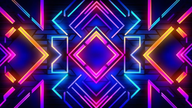 Sfondo al neon con mosaico geometrico al neon AI generato