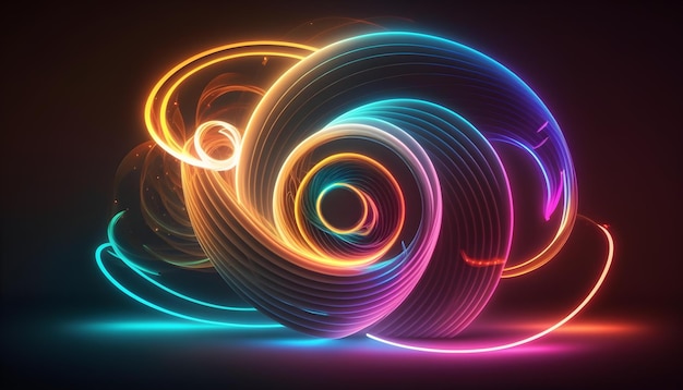 Sfondo al neon geometrico astratto 3d linea a spirale incandescente semplice elica Carta da parati minimalista