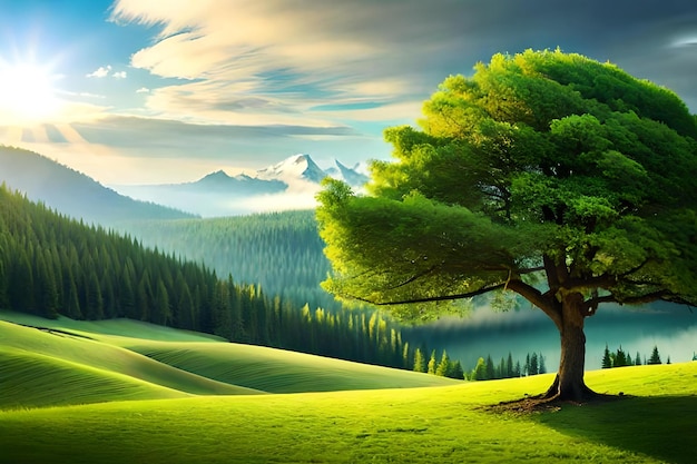 sfondo alba albero e natura