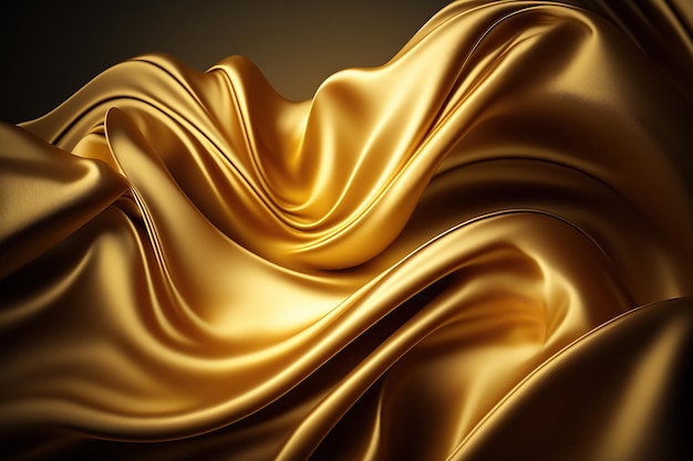 Sfondo alla moda dell'onda fluente di seta dorata di lusso Primo piano sfondo per la presentazione